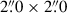 Mathematical equation: $ 2{{\overset{\prime\prime}{.}}}0\times2{{\overset{\prime\prime}{.}}}0 $