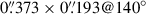Mathematical equation: $ 0{{\overset{\prime\prime}{.}}}373\times0{{\overset{\prime\prime}{.}}}193@140^{\circ} $