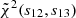 Mathematical equation: $ {\tilde{\chi}^2}(s_{12}, s_{13}) $