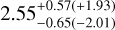 Mathematical equation: $2.55_{ - 0.65\left( { - 2.01} \right)}^{ + 0.57\left( { + 1.93} \right)}$