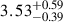 Mathematical equation: $ 3.53^{+0.59}_{-0.39} $