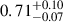 Mathematical equation: $ 0.71^{+0.10}_{-0.07} $