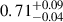 Mathematical equation: $ 0.71^{+0.09}_{-0.04} $