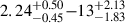 Mathematical equation: $ 2.24^{+0.50}_{-0.45}{-}13^{+2.13}_{-1.83} $