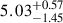 Mathematical equation: $ 5.03^{+0.57}_{-1.45} $
