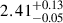 Mathematical equation: $ 2.41^{+0.13}_{-0.05} $