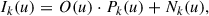 Mathematical equation: $$ \begin{aligned} I_{k}(u) = O(u) \cdot P_{k}(u) + N_{k}(u), \end{aligned} $$
