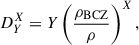 Mathematical equation: $$ \begin{aligned} D^{X}_{Y}= Y \left(\frac{\rho _{\rm {BCZ}}}{\rho }\right)^{X}, \end{aligned} $$
