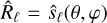 Mathematical equation: $\hat{R}_{\ell}=\hat{s}_{\ell}(\theta,\varphi)$