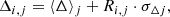 Mathematical equation: $$ \begin{aligned} \Delta _{i,j}=\langle {\Delta }\rangle _j + R_{i,j}\cdot \sigma _{\Delta j}, \end{aligned} $$