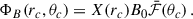Mathematical equation: $$ \begin{aligned} \Phi _B(r_c,\theta _c) = X(r_c) B_0 \bar{\mathcal{F} }(\theta _c)\, . \end{aligned} $$