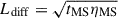 Mathematical equation: $ L_{\mathrm{diff}} = \sqrt{t_{\mathrm{MS}}\eta_{\mathrm{MS}}} $