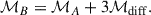 Mathematical equation: $$ \begin{aligned} \mathcal{M} _B = \mathcal{M} _A + 3\mathcal{M} _{\rm diff}. \end{aligned} $$