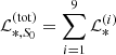 Mathematical equation: $ \mathcal{L}_{*,S_0}^\mathrm{{(tot)}} = \sum_{i=1}^{9} \mathcal{L}_{*}^{(i)} $