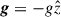 Mathematical equation: $ \boldsymbol{g}=-g\hat{z} $
