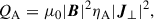 Mathematical equation: $$ \begin{aligned} Q_{\rm A} = \mu _{0}|\boldsymbol{B}|^{2}\eta _{\rm A}|\boldsymbol{J}_{\perp }|^{2}, \end{aligned} $$