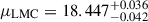 Mathematical equation: $ \mu_{\mathrm{LMC}} = 18.447^{+0.036}_{-0.042} $
