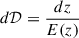 Mathematical equation: $ d\mathcal{D}=\frac{dz}{E(z)} $