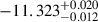 Mathematical equation: $ -11.323^{+0.020}_{-0.012} $