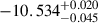 Mathematical equation: $ -10.534^{+0.020}_{-0.045} $