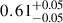 Mathematical equation: $ 0.61^{+0.05}_{-0.05} $