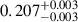 Mathematical equation: $ 0.207^{+0.003}_{-0.003} $