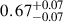 Mathematical equation: $ 0.67^{+0.07}_{-0.07} $