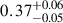 Mathematical equation: $ 0.37^{+0.06}_{-0.05} $