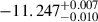 Mathematical equation: $ -11.247^{+0.007}_{-0.010} $