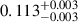 Mathematical equation: $ 0.113^{+0.003}_{-0.003} $