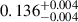 Mathematical equation: $ 0.136^{+0.004}_{-0.004} $