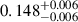 Mathematical equation: $ 0.148^{+0.006}_{-0.006} $