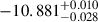 Mathematical equation: $ -10.881^{+0.010}_{-0.028} $
