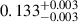 Mathematical equation: $ 0.133^{+0.003}_{-0.003} $
