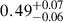 Mathematical equation: $ 0.49^{+0.07}_{-0.06} $