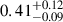 Mathematical equation: $ 0.41^{+0.12}_{-0.09} $