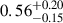 Mathematical equation: $ 0.56^{+0.20}_{-0.15} $