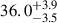 Mathematical equation: $ 36.0^{+3.9}_{-3.5} $