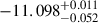Mathematical equation: $ -11.098^{+0.011}_{-0.052} $