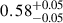 Mathematical equation: $ 0.58^{+0.05}_{-0.05} $
