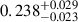 Mathematical equation: $ 0.238^{+0.029}_{-0.023} $