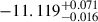 Mathematical equation: $ -11.119^{+0.071}_{-0.016} $