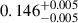 Mathematical equation: $ 0.146^{+0.005}_{-0.005} $