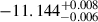 Mathematical equation: $ -11.144^{+0.008}_{-0.006} $