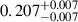Mathematical equation: $ 0.207^{+0.007}_{-0.007} $