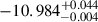 Mathematical equation: $ -10.984^{+0.044}_{-0.004} $