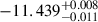 Mathematical equation: $ -11.439^{+0.008}_{-0.011} $