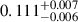 Mathematical equation: $ 0.111^{+0.007}_{-0.006} $