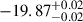 Mathematical equation: $ -19.87^{+0.02}_{-0.02} $