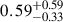 Mathematical equation: $ 0.59^{+0.59}_{-0.33} $